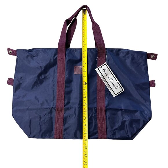 Vintage Travel Duffle Bag Luggage Gloria Vanderbilt Navy Burgundy 1980s Nylon - Picture 9 of 12